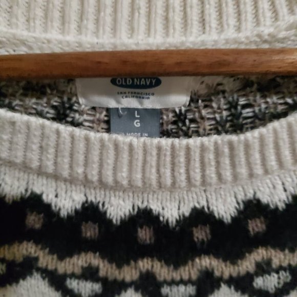 (LG) Old Navy Cozy Knit Pull Over Sweater | Black and White | Christmas Sweater - Picture 5 of 5